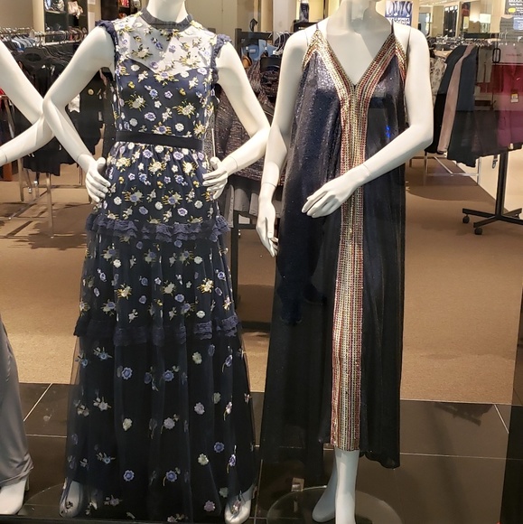 Aqua Embroidered Maxi Dress Ball Gown Size S NWT - Picture 5 of 8